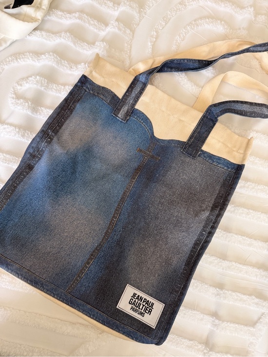 Jean Paul Gaultier Handbags - Jean Paul Gaultier Denim-Print Canvas Tote